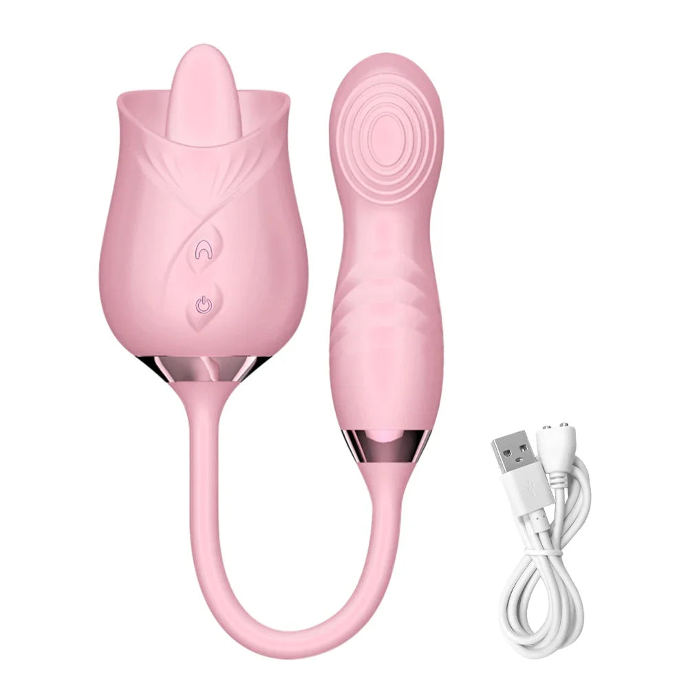 Dildo + Licking Vibrator for Women 2in1