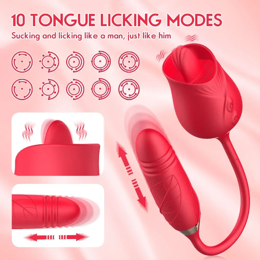 Dildo + Licking Vibrator for Women 2in1