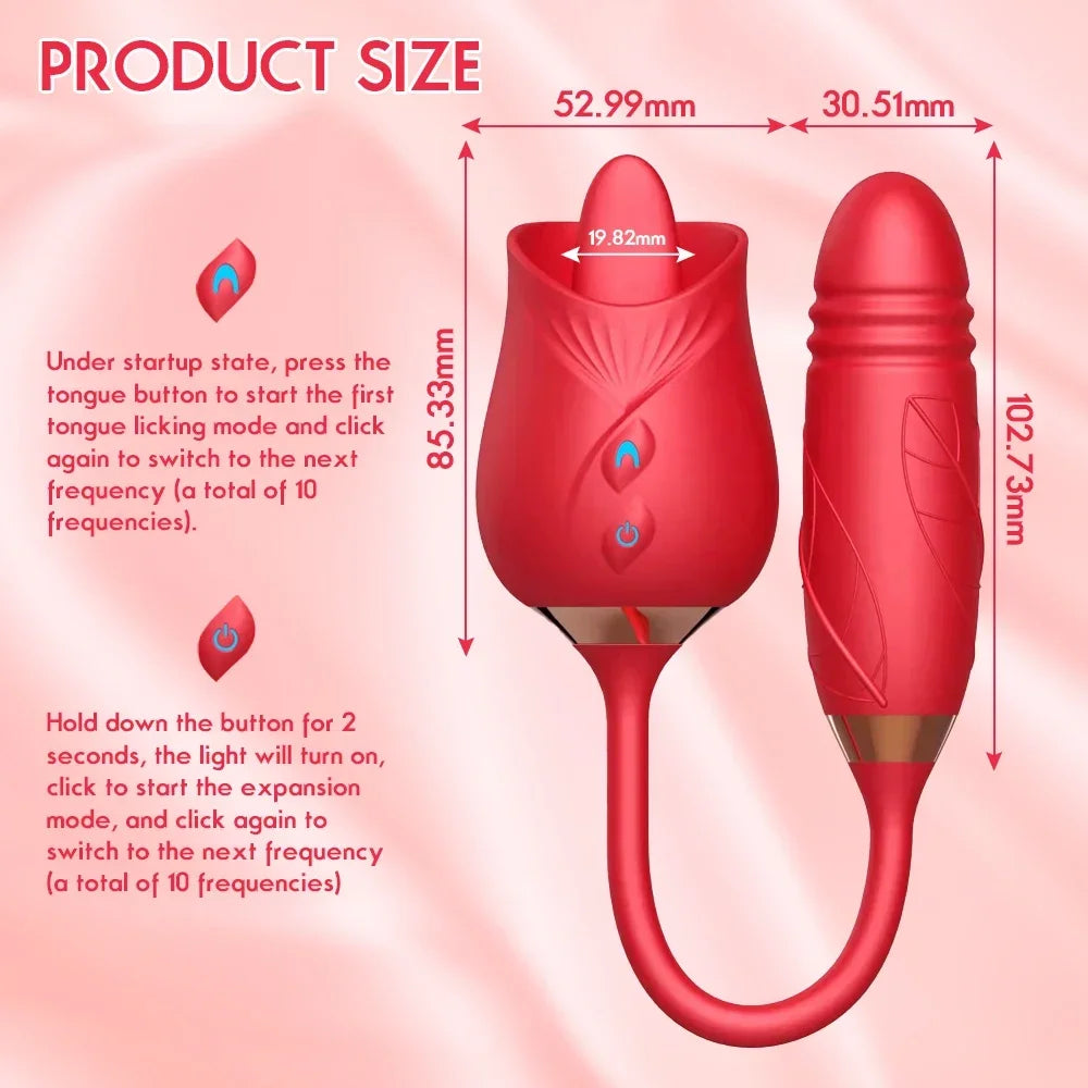 Dildo + Licking Vibrator for Women 2in1