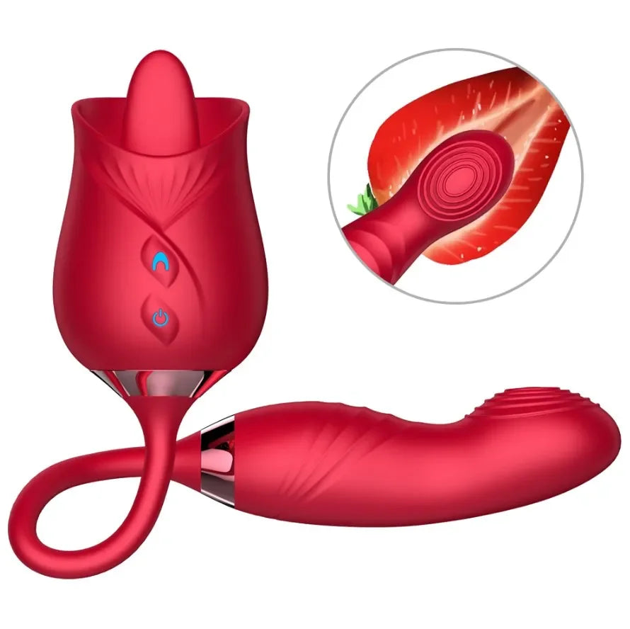 Dildo + Licking Vibrator for Women 2in1